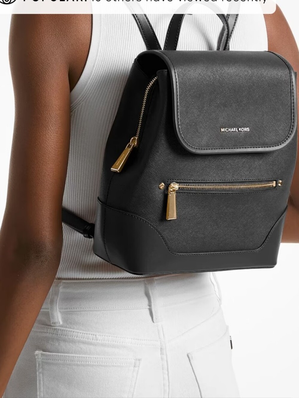Michael Kors Harrison Medium Saffiano Leather Backpack Black
